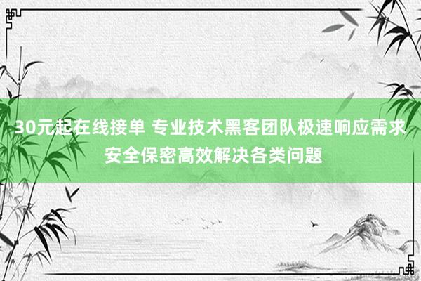 30元起在线接单 专业技术黑客团队极速响应需求 安全保密高效解决各类问题