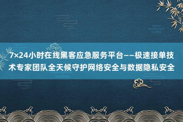 7×24小时在线黑客应急服务平台——极速接单技术专家团队全天候守护网络安全与数据隐私安全
